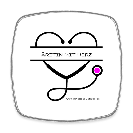 Viereckiger Kühlschrankmagnet "Ärztin mit Herz" - Best Buddie - Weiß