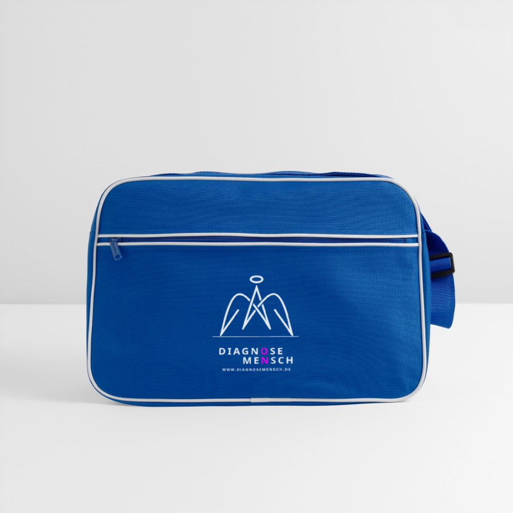 Retro Tasche "Diagnose Mensch - ON" - Blau/Weiß
