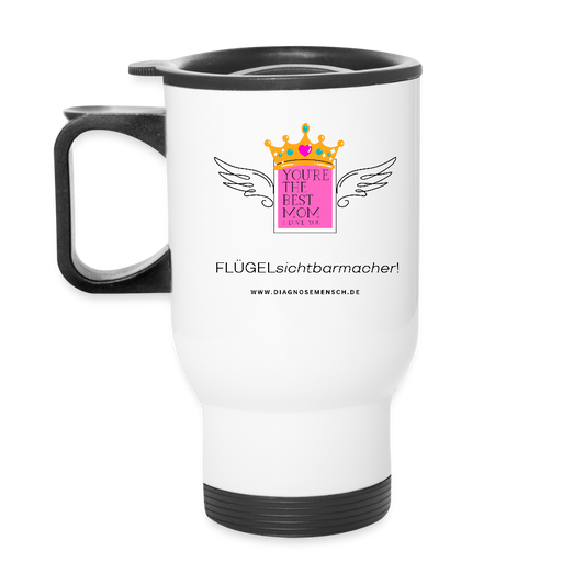 Thermobecher mit Tragegriff "Flügel Mom" - Best Buddy - Weiß