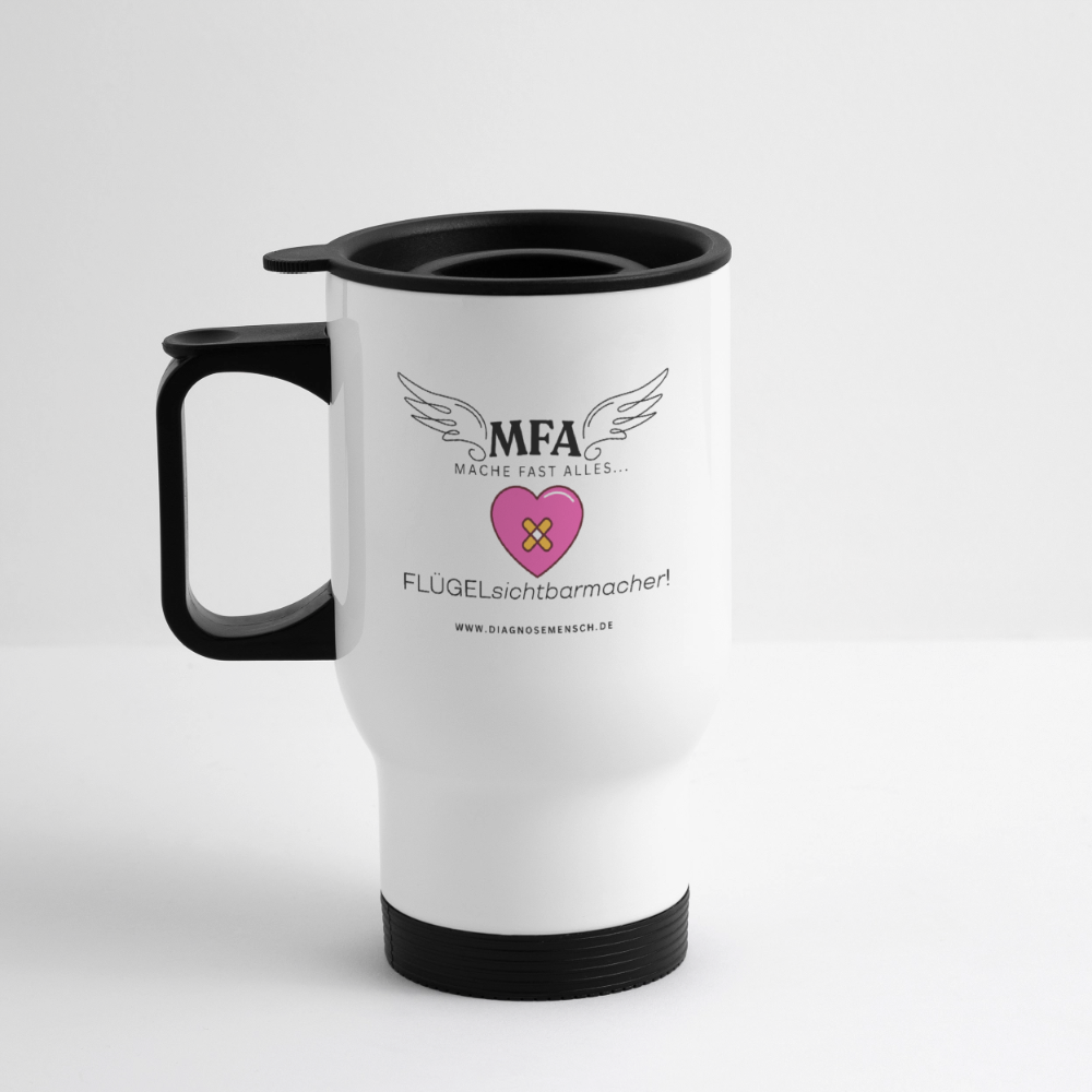 Thermobecher mit Tragegriff "MFA HerzPflaster" - Best Buddy - Weiß