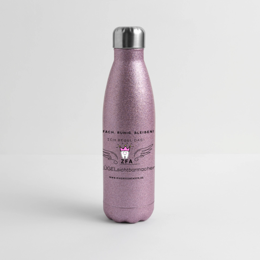 Glitzer Edelstahl Thermosflasche "ZFA" - Best Buddy - Pink Glitzer