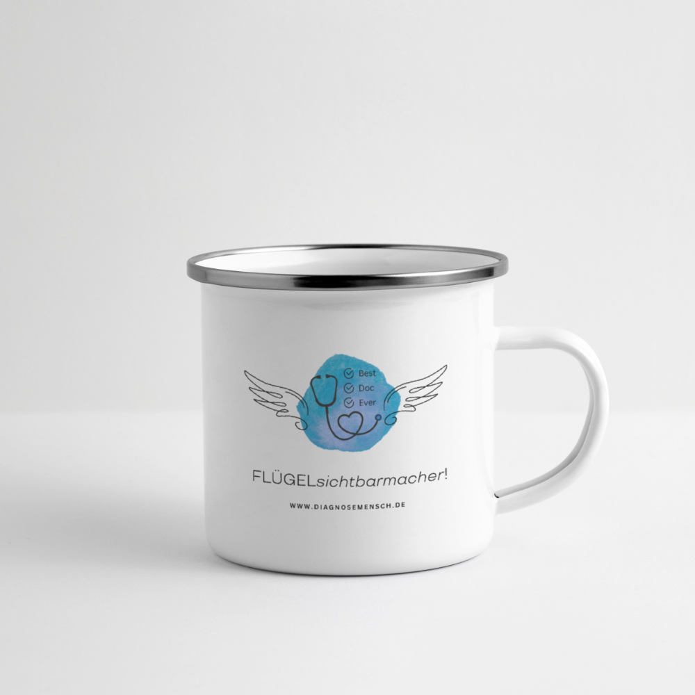 Emaille-Tasse "Flügel Doc" - Best Buddy - Weiß