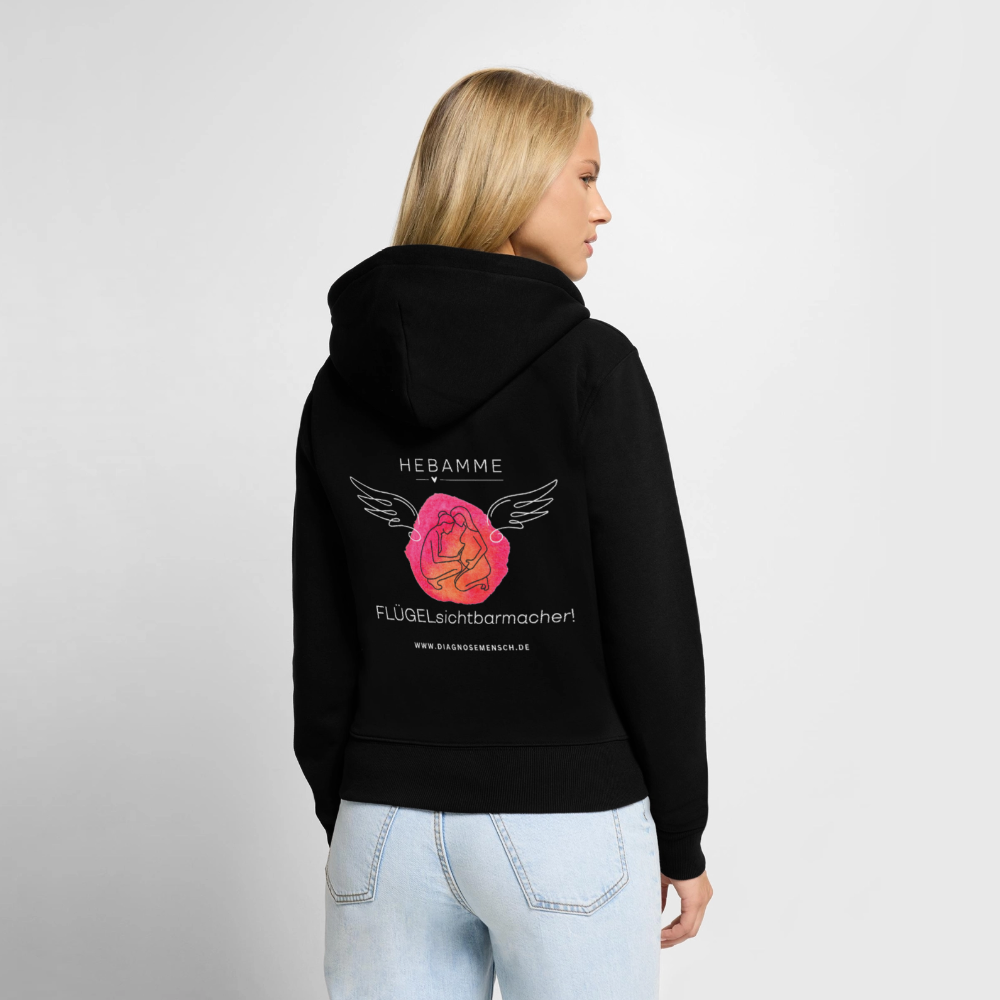 Frauen Premium Kapuzenjacke "Hebamm" - Best Buddy - Schwarz