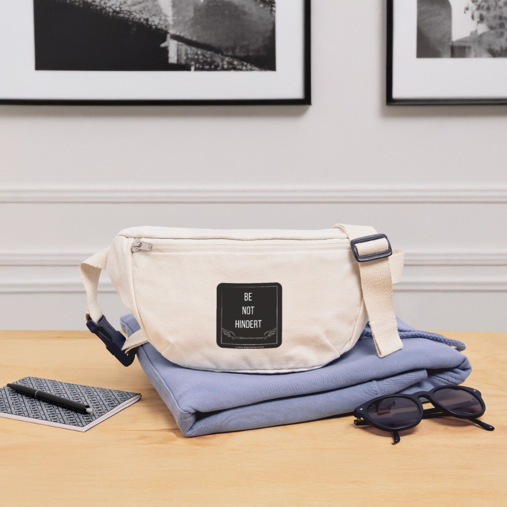 Recycelte Gürteltasche "BE NOT HINDERT" -FLÜGELsichtbarmacher - Naturweiß
