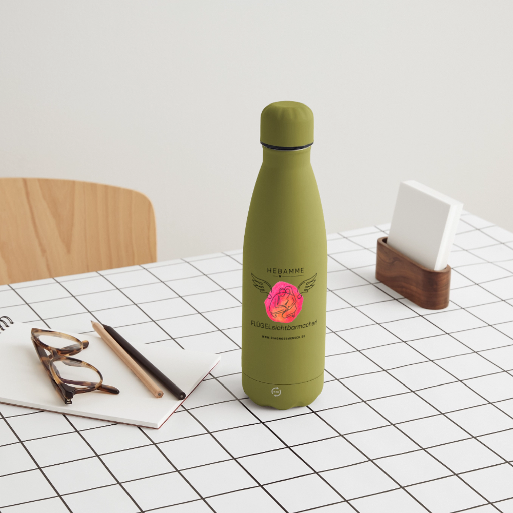 SOFT TOUCH Thermosflasche 500 ml "Hebamme" - Best Buddy - olive green