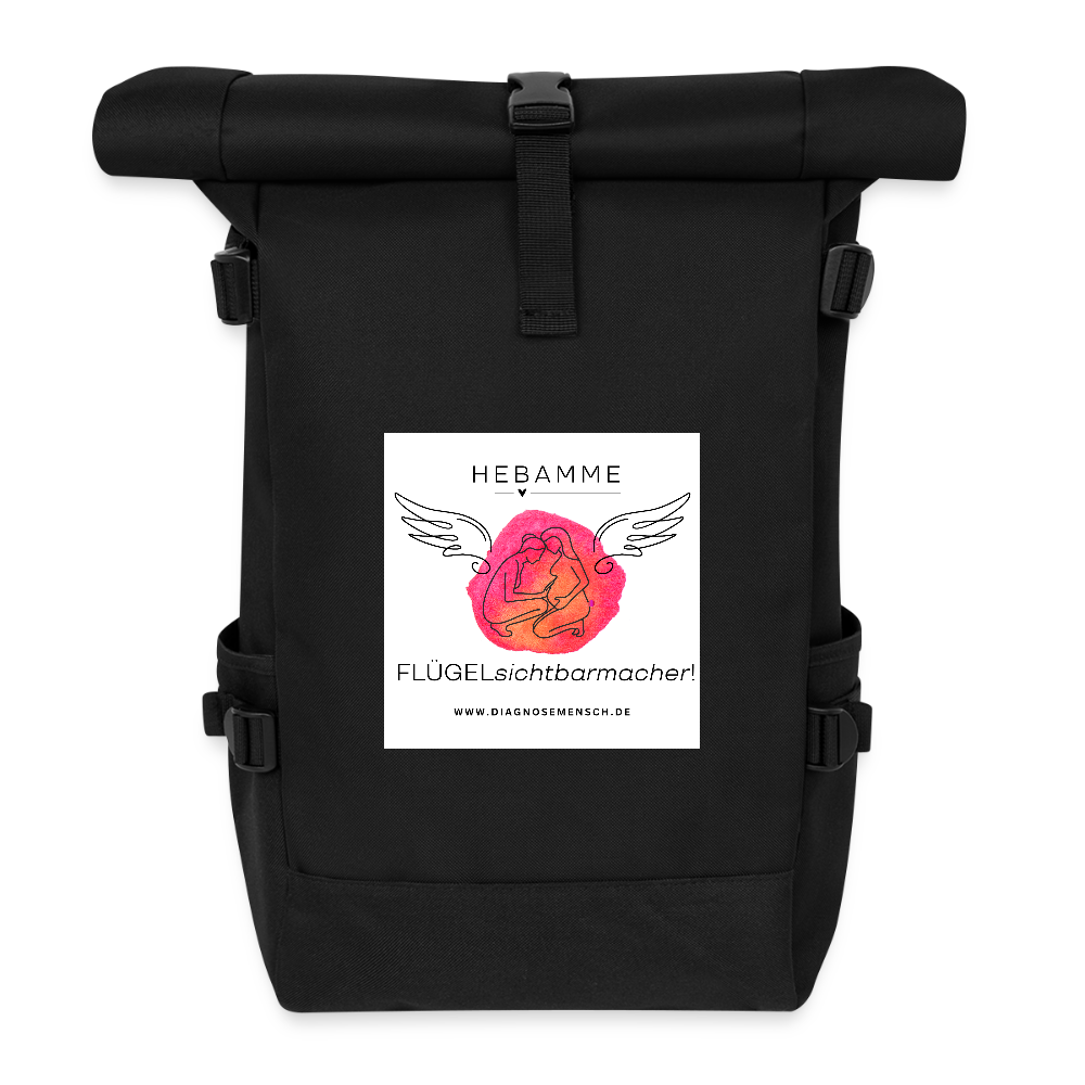 Rolltop Rucksack "Hebamme" - Best Buddy - Schwarz