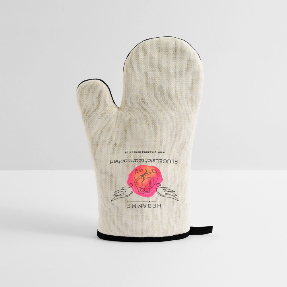 Ofenhandschuh mit Gummibeschichtung "Hebamme" - Best Buddy - Leinen/Schwarz 