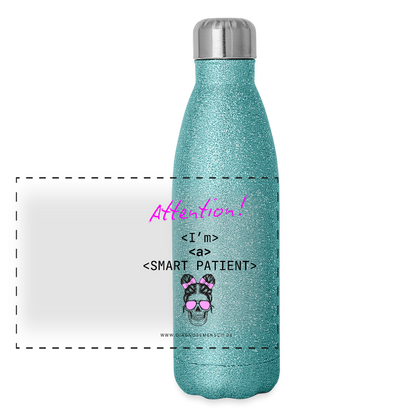 Glitzer Edelstahl Thermosflasche "I'm a smart patient" - Bad Girl - Blau Glitzer