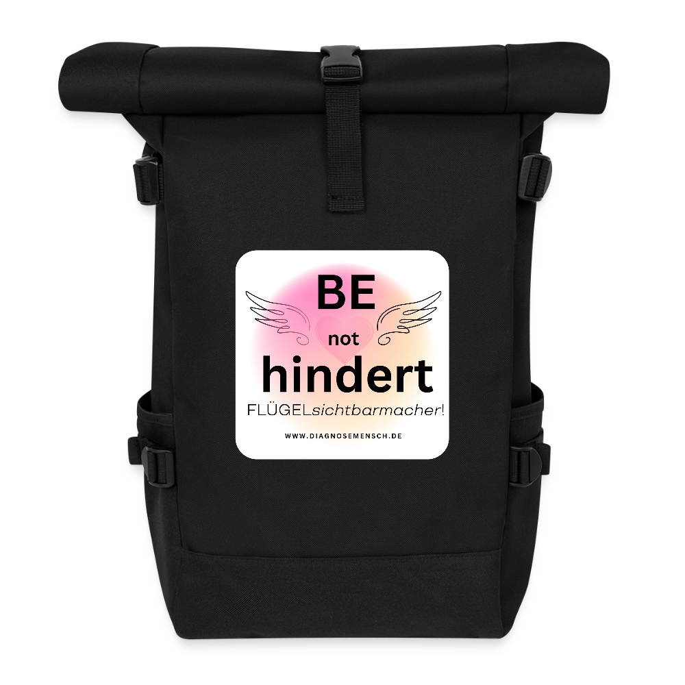 Rolltop Rucksack "BE not hindert" - FLÜGELsichtbarmacher - Schwarz