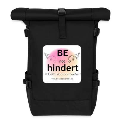 Rolltop Rucksack "BE not hindert" - FLÜGELsichtbarmacher - Schwarz
