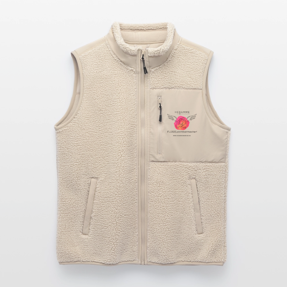 Unisex Sherpa-Weste "Hebamme" - Flügelsichtbarmacher - Beige