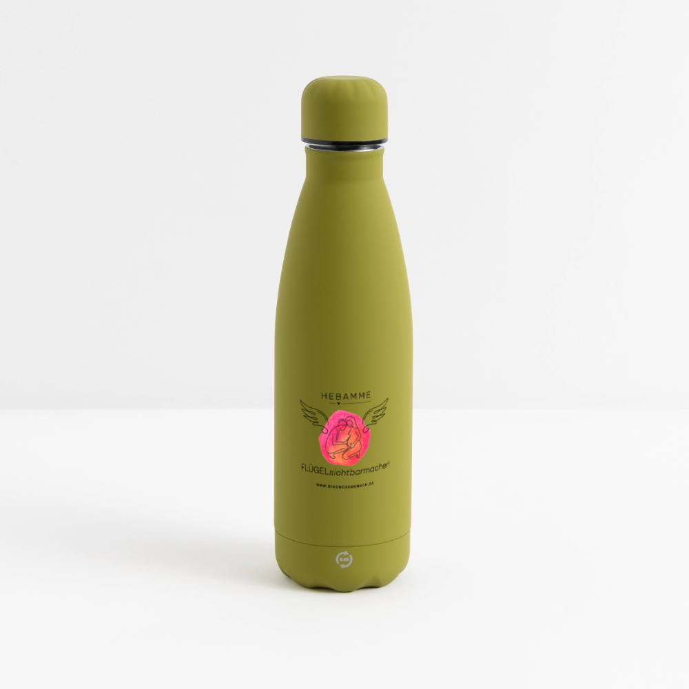 SOFT TOUCH Thermosflasche 500 ml "Hebamme" - Best Buddy - olive green