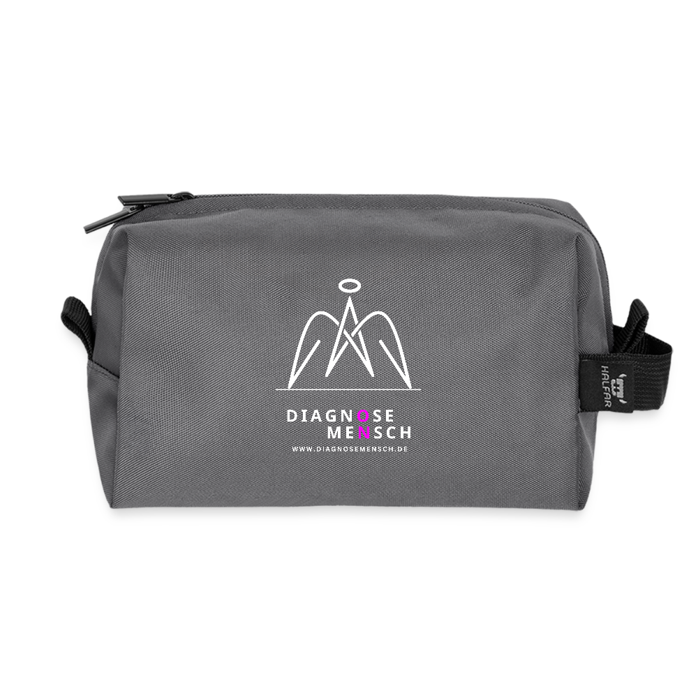 Recycelte Kulturtasche "Diagnose Mensch - ON" - Anthrazit