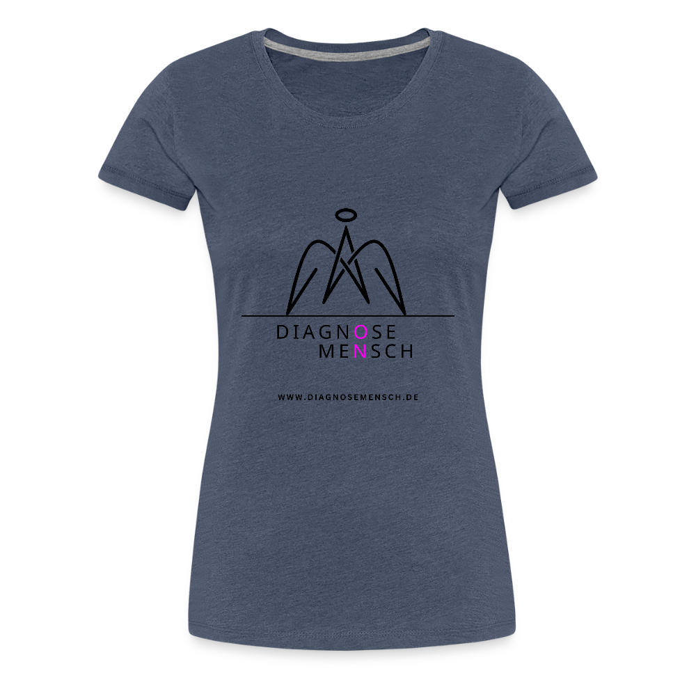 Frauen Premium T-Shirt  - "Diagnose Mensch! - Blau meliert