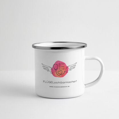 Emaille-Tasse "  Flügel Doc" - Best Buddy - Weiß