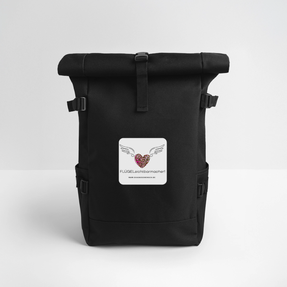 Rolltop Rucksack "FLÜGELsichtbarmacher" - Schwarz