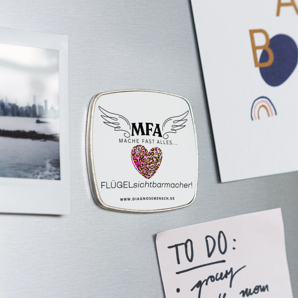 Viereckiger Kühlschrankmagnet "MFA Leo" - Best Buddy - Weiß