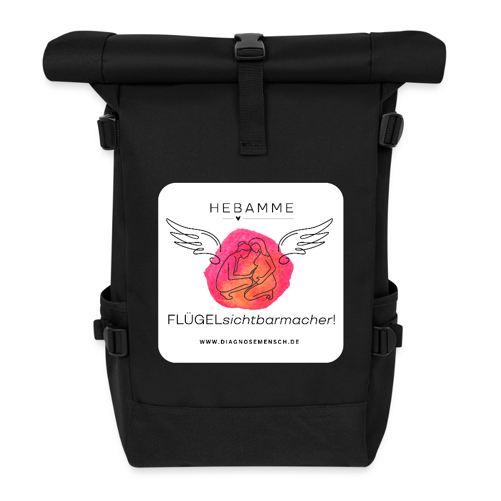 Rolltop Rucksack "Hebamme" - Flügelsichtbarmacher - Schwarz