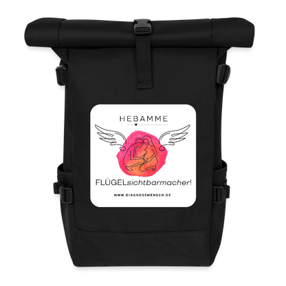 Rolltop Rucksack "Hebamme" - Flügelsichtbarmacher - Schwarz