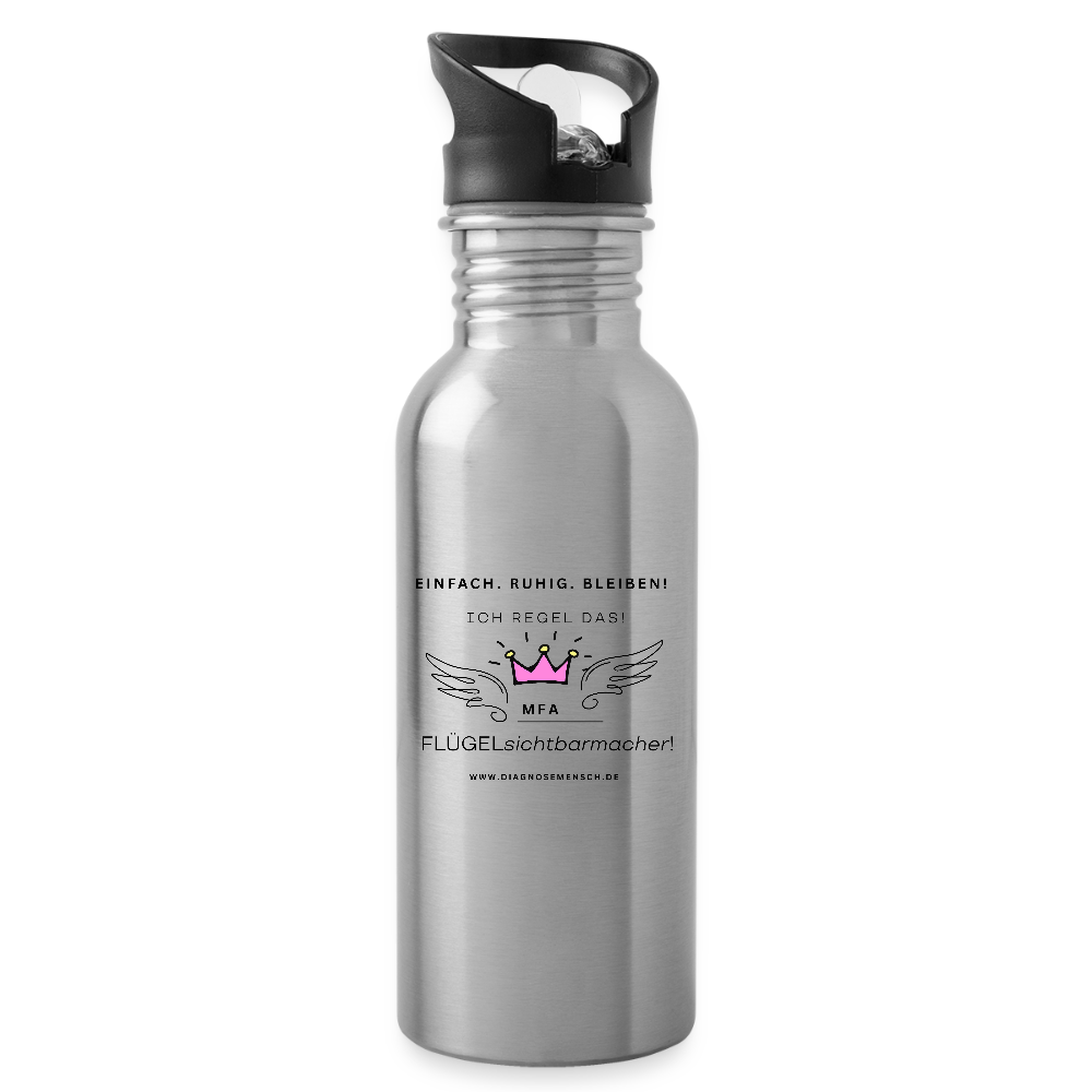 Trinkflasche mit integriertem Strohhalm "MFA" - Best Buddy - Lightsilver