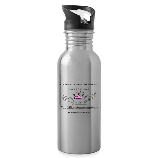 Trinkflasche mit integriertem Strohhalm "MFA" - Best Buddy - Lightsilver
