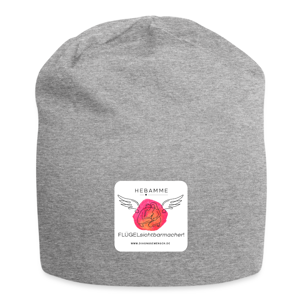 Jersey-Beanie "Hebamme" - FLÜGELsichtbarmacher - Grau meliert