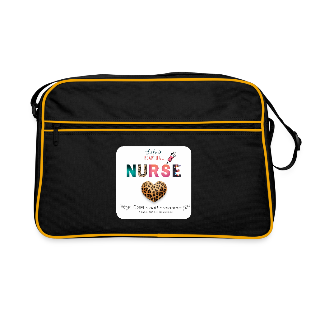 Retro Tasche "NURSE" - FLÜGELsichtbarmacher - Schwarz/Gold