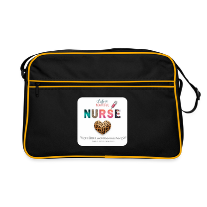 Retro Tasche "NURSE" - FLÜGELsichtbarmacher - Schwarz/Gold
