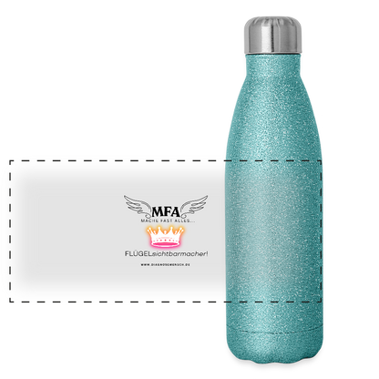 Glitzer Edelstahl Thermosflasche "MFA CROWN" - Best Buddy - Blau Glitzer