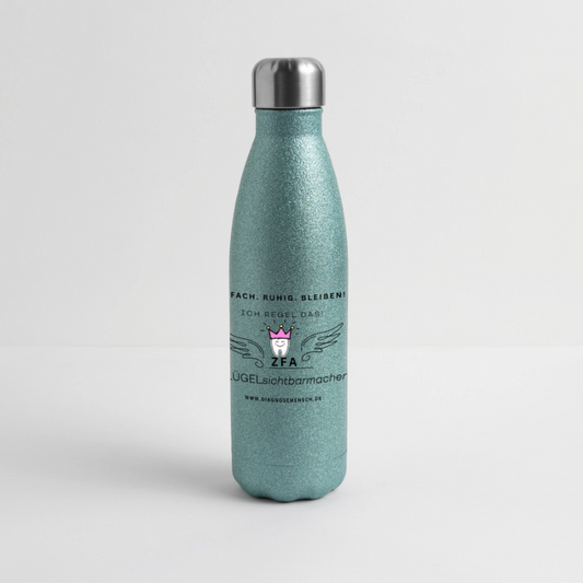 Glitzer Edelstahl Thermosflasche "ZFA" - Best Buddy - Blau Glitzer
