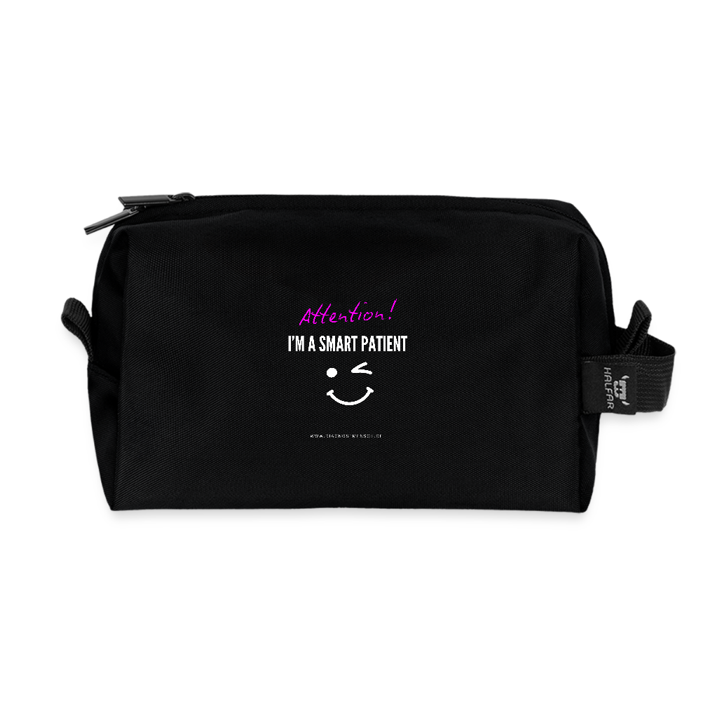 Recycelte Kulturtasche "I'm a smart patient" - Funny - Schwarz