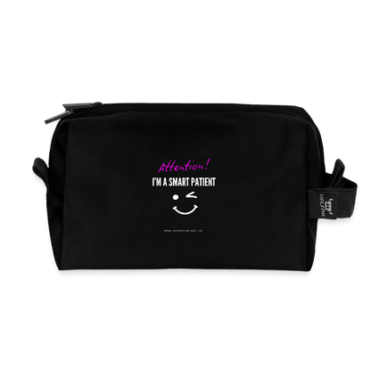 Recycelte Kulturtasche "I'm a smart patient" - Funny - Schwarz