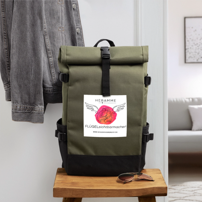 Rolltop Rucksack "Hebamme" - Best Buddy - Olive/Schwarz