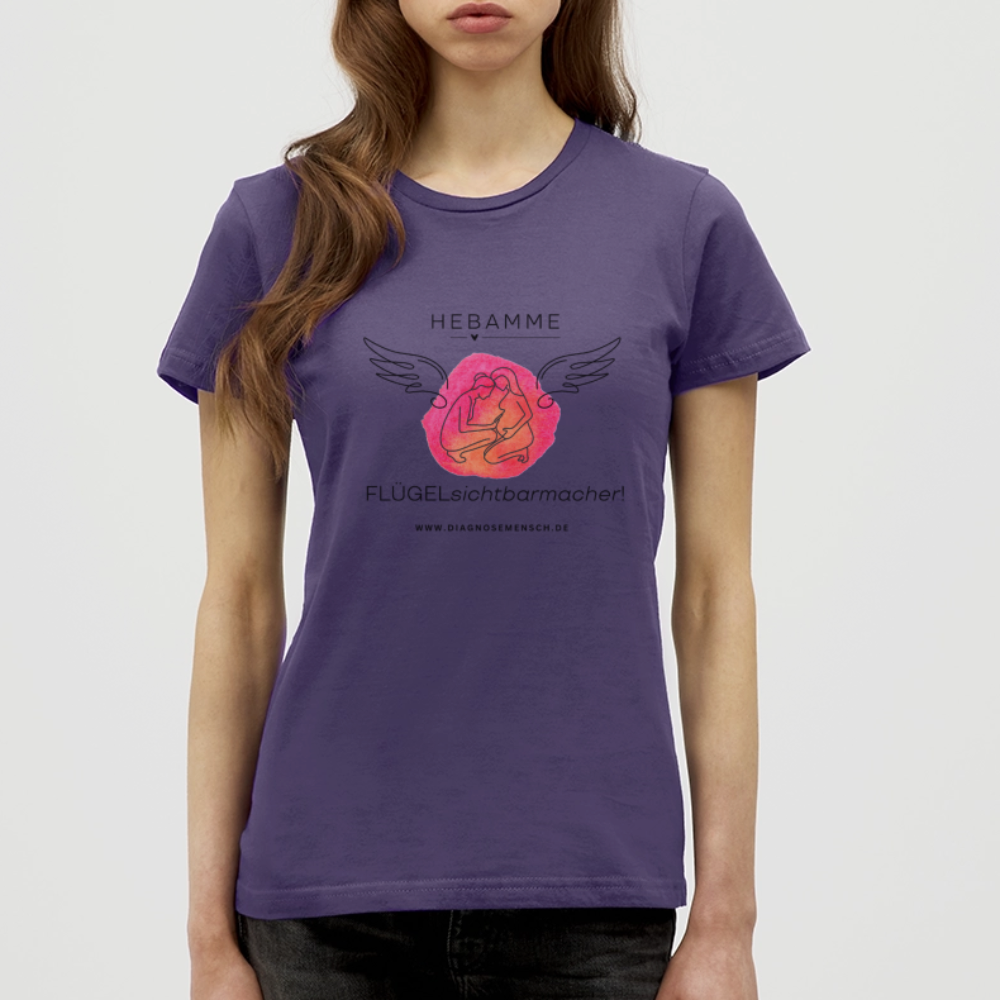 Frauen T-Shirt "Flügel Hebamme" - Best Buddy - Dunkellila