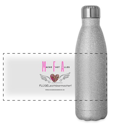 Glitzer Edelstahl Thermosflasche "MFA" - Best Buddy - Sliber Glitzer