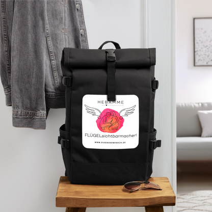Rolltop Rucksack "Hebamme" - Flügelsichtbarmacher - Schwarz