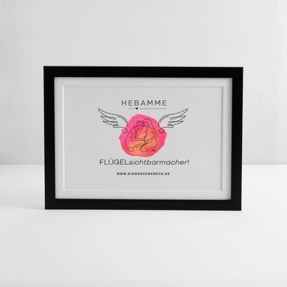 Gerahmtes Poster (37 × 27 cm) "Hebamme" - FLÜGELsichtbarmacher - Schwarz