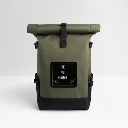 Rolltop Rucksack "BE NOT HINDERT" - Flügelsichtbarmacher - Olive/Schwarz