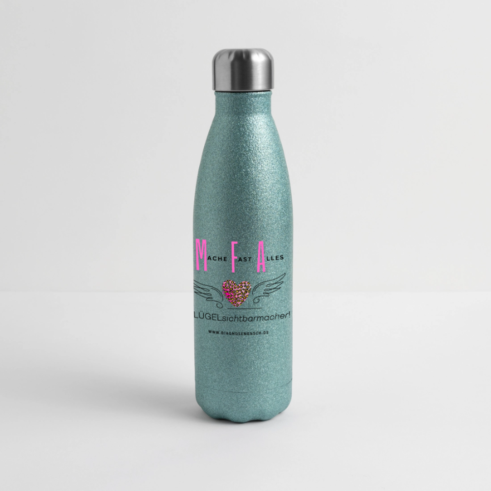 Glitzer Edelstahl Thermosflasche "MFA" - Best Buddy - Blau Glitzer