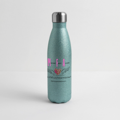 Glitzer Edelstahl Thermosflasche "MFA" - Best Buddy - Blau Glitzer