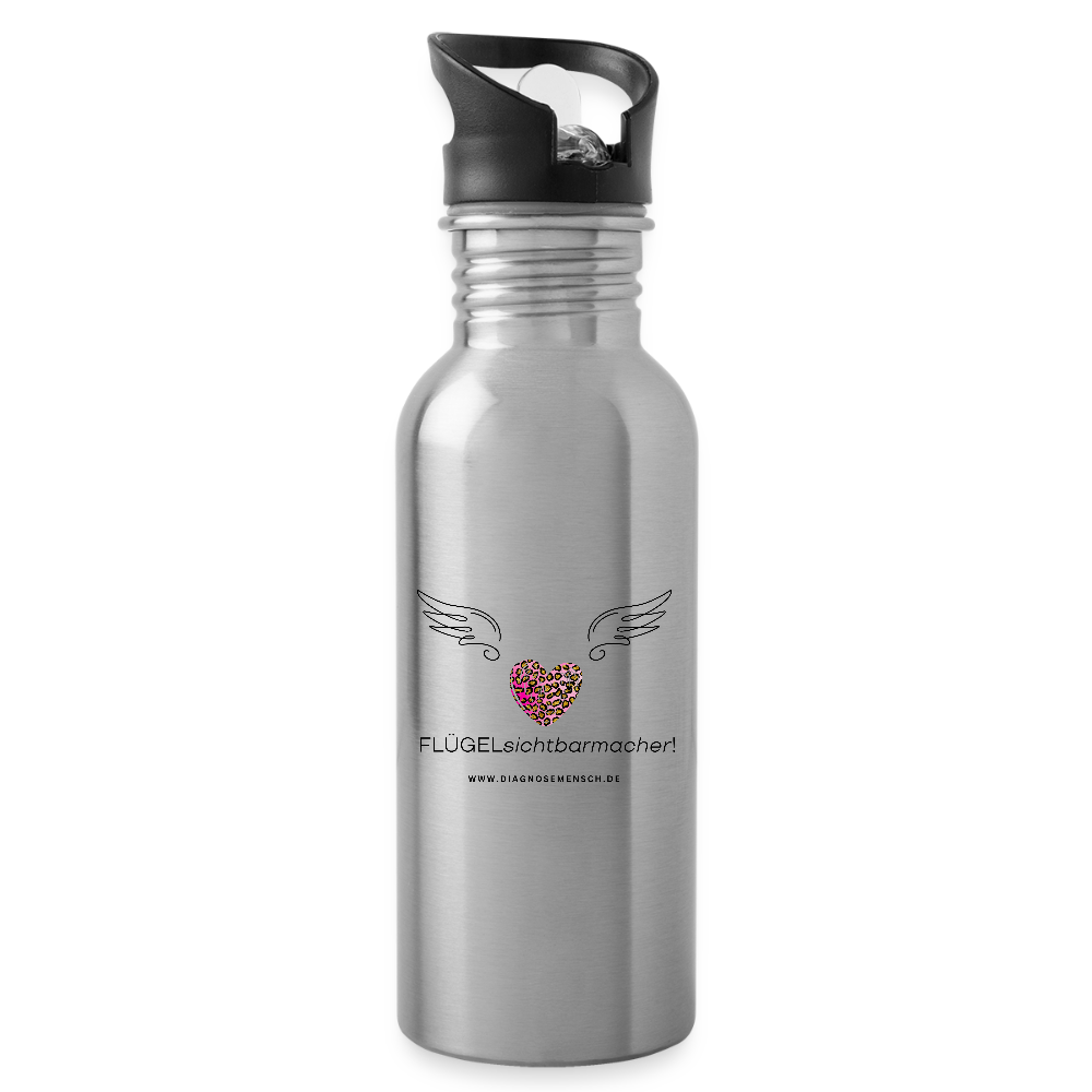 Trinkflasche mit integriertem Strohhalm "Flügel" Best Buddy - Lightsilver