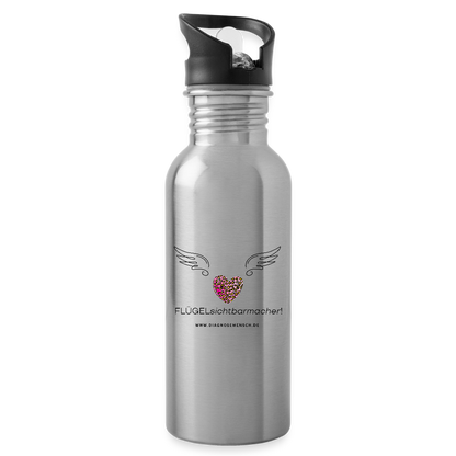 Trinkflasche mit integriertem Strohhalm "Flügel" Best Buddy - Lightsilver