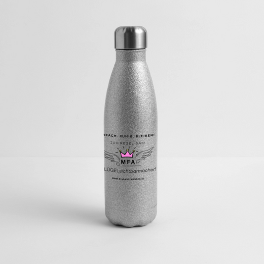 Glitzer Edelstahl Thermosflasche "MFA" - Best Buddy - Sliber Glitzer