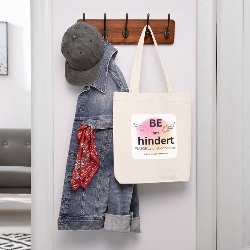 Recycelter Heavyweight Stoffbeutel "BE not hindert" - Flügelsichtbarmacher - Naturweiß
