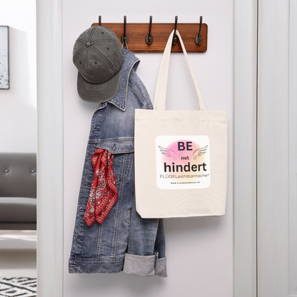 Recycelter Heavyweight Stoffbeutel "BE not hindert" - Flügelsichtbarmacher - Naturweiß