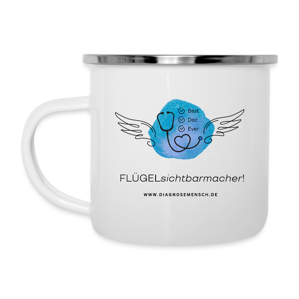 Emaille-Tasse "Flügel Doc" - Best Buddy - Weiß