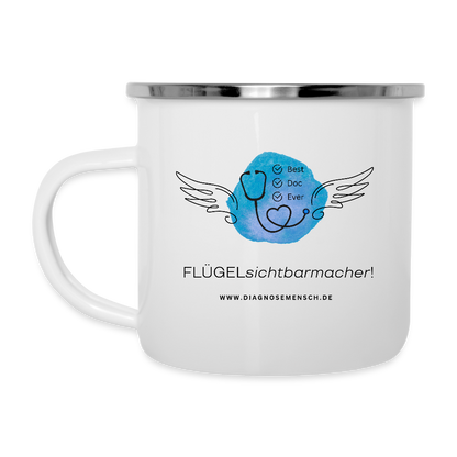 Emaille-Tasse "Flügel Doc" - Best Buddy - Weiß
