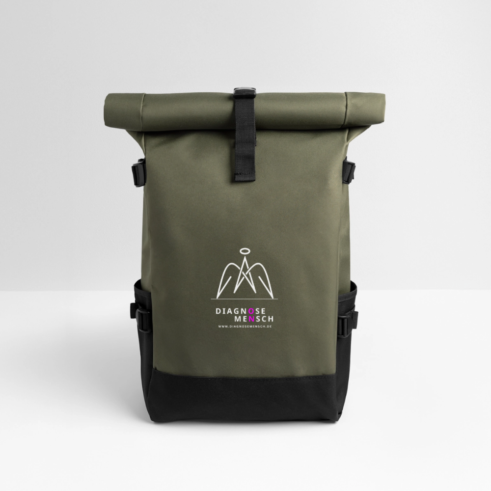 Rolltop Rucksack "Diagnose Mensch" - ON - Olive/Schwarz