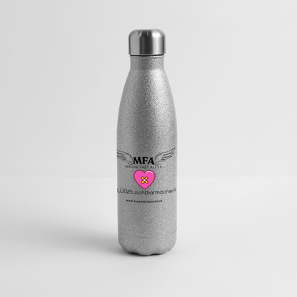 Glitzer Edelstahl Thermosflasche MFA HerzPflaster" - Best Buddy - Sliber Glitzer