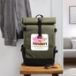 Rolltop Rucksack "BE not hindert" - FLÜGELsichtbarmacher - Olive/Schwarz